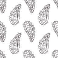 Hand drawn indian seamless pattern in black and white Doodle N2