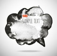 Black watercolor blob isolated on white N22