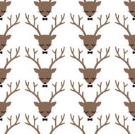 Cute sleeping deer with bow background for winter holidays N2