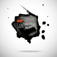 Black watercolor blob isolated on white N32