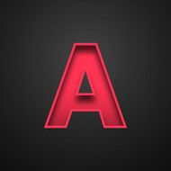 Alphabet A Design - Red Letter on Carbon Fiber Background N2
