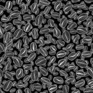 Hand drawn Coffee Beans Illustration Seamless vector pattern Monochrome N2