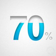 Seventy Percent Design (70 ) - Blue number on Watercolor Paper