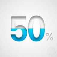 Fifty Percent Design (50 ) - Blue number on Watercolor Paper