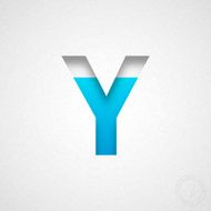 Alphabet Y Design - Blue Letter on Watercolor Paper