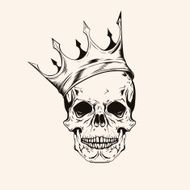 Hand drawn sketch scull with crown tattoo line art N2