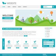 Blue Template web flat design for website