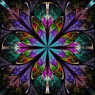 Multicolor beautiful fractal in stained glass window style N10