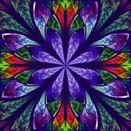 Multicolor beautiful fractal in stained glass window style N11