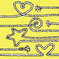 Ropes in shape of hearts and stars Hand drawn N2