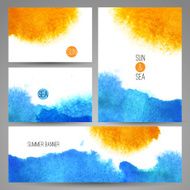 watercolor sea background poster or card template vector art N2