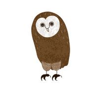 Owl Cute cartoon character hand-drawn grunge textured