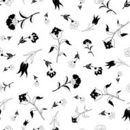 Vector Black White Vintage Field Flowers Seamless Pattern