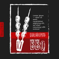 BBQ poster stylized like sketch drawing on the chalkboard Vector