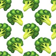 Watercolor seamless pattern with broccoli on a white background