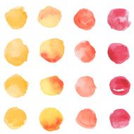 Watercolor yellow orange and red dots