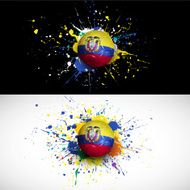 ecuador flag with soccer ball dash on colorful background N2