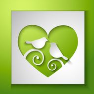 Background with birds and love heart