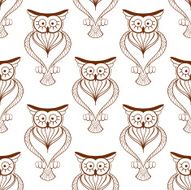 Cute owls retro seamless pattern