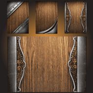 Vector metal on wood background set N19