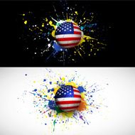 usa flag with soccer ball dash on colorful background N2