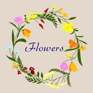 Floral frame with spring field flowers and herbs N2