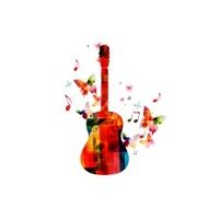 Colorful music background with guitar N3