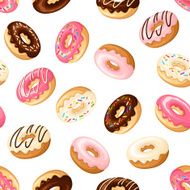 Seamless background with donuts Vector illustration