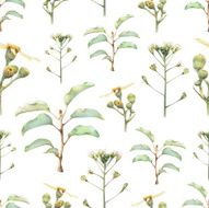 Seamless pattern with beautiful spring flowers and plants N28
