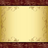 floral frame with gold and brown background - vector