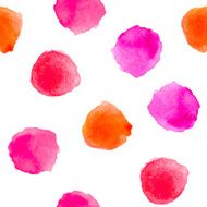 Hand drawn watercolor red and pink polka dot seamless pattern