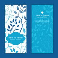 Vector blue forest vertical frame pattern invitation greeting cards set N2