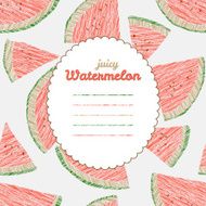 Endless watermelon texture repeating fruit background Text frame