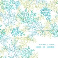 Scattered blue green branches frame corner pattern background