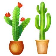 Watercolor cacti set N5