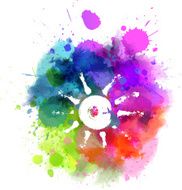 Multicolored blot with sun symbol