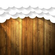 Paper Clouds on wooden Background N2