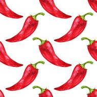 Watercolor seamless pattern with red peppers