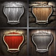 vector set of shields on the wall