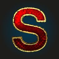 s vector red letter with gold
