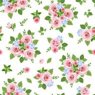 Seamless pattern with pink roses Vector illustration N2