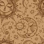 Tribal seamless pattern with sun moon and stars N5