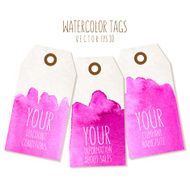Set of hand drawn tags with watercolor background N6