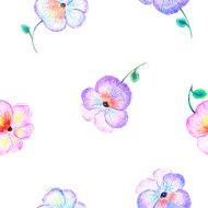 Hand drawn pansy background in pink and purple