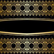 ornamental background with golden decorations - vector black card