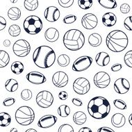 Vector Sports Balls Black and White Seamless Background Equipment Pattern N2