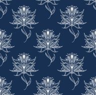 White floral paisley seamless pattern