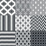 seamless monochrome geometric pattern set N6