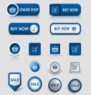 Collection web blue buttons and pointers for shopping N2