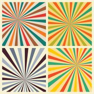 Sunburst Retro Textured Grunge Background Set